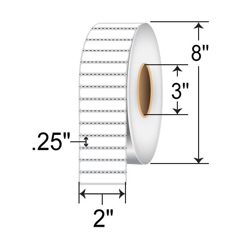 Zebra 3000T 2x0.25 Polyimide TT Label [Perforated] 10023308