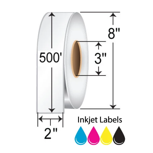 BarcodeFactory 2x500' Continuous Inkjet Label [Non-Perforated] L-IJ-MP2500CR-38