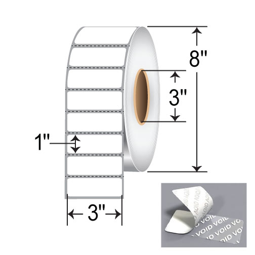 Zebra 8000T 3x1 Polyester TT Label [Tamper-Evident, Perforated] 10022914