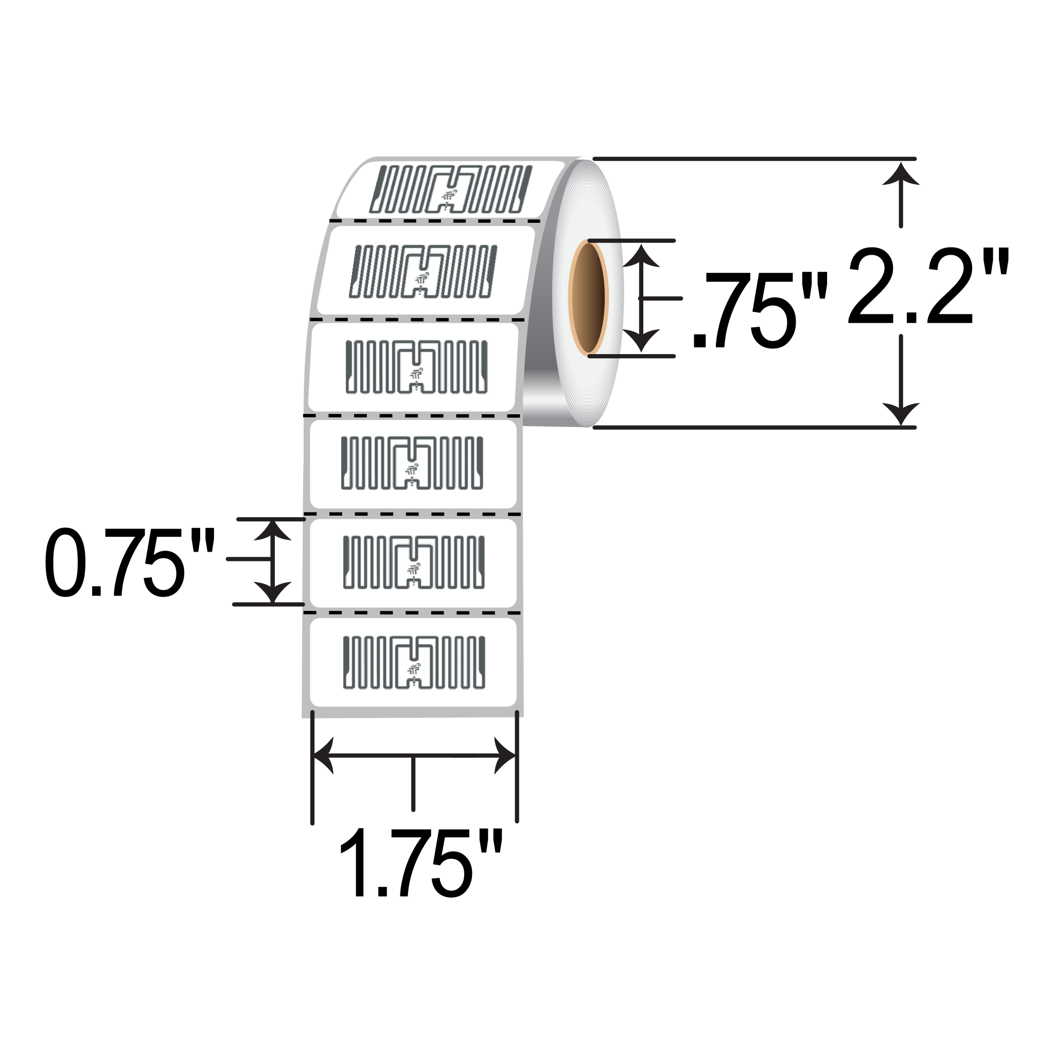 Zebra 1.75x0.75 DT RFID Label [Polypropylene, Perforated] 10039674