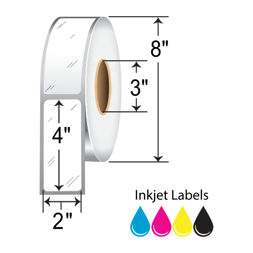 BarcodeFactory 2x4 Inkjet High-Gloss Label [Non-Perforated] RIJGS-2-4-1760-3