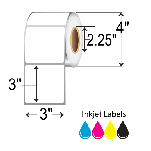 BarcodeFactory 3x3 Matte Poly Inkjet Label [Non-Perforated] ISP-3-3-300-225NP