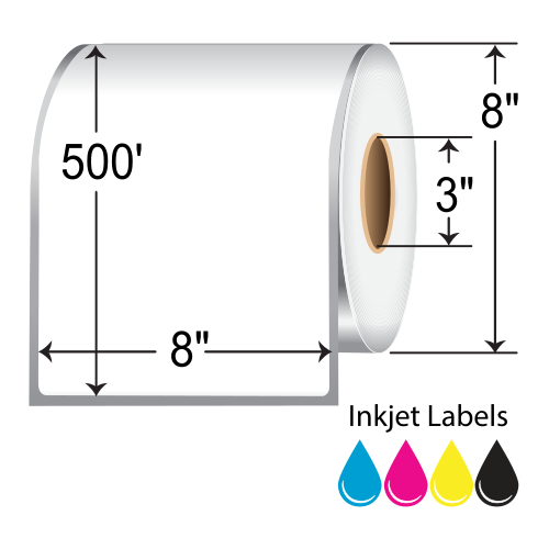 BarcodeFactory 8x500' Matte Paper Continuous Roll [Non-Perforated] L-IJ-MP8500CR-38