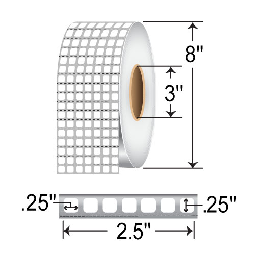 Zebra 3000T 0.25x0.25 Polyimide TT Label [7up, Perforated] 10023217