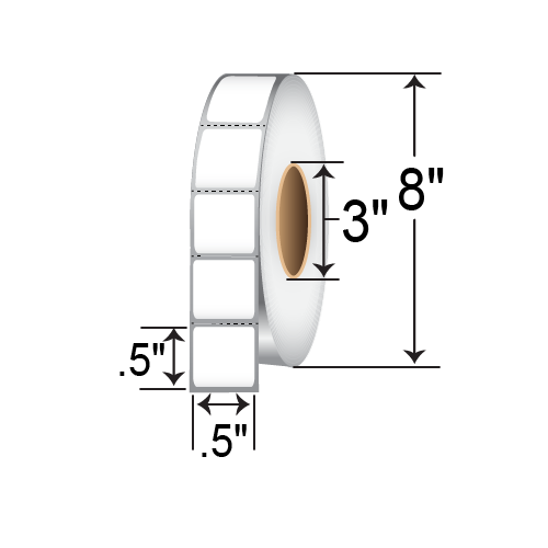 Barcodefactory 0.5x0.5 Polyester TT Label [Perforated] .5X.5-SYN-POLY-BAR