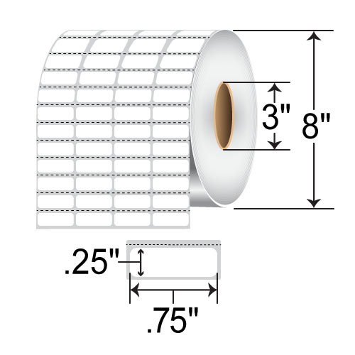 Zebra Z-Ultimate 4000T 0.75x0.25 Polyester TT Label [Ultra Aggressive, 4up, Perforated, Silver] 10021221