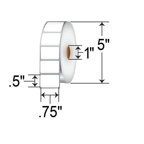 Zebra 0.75x0.5 TT Label [Non-Perforated, CryoCool] .75x.5-CRYO-1