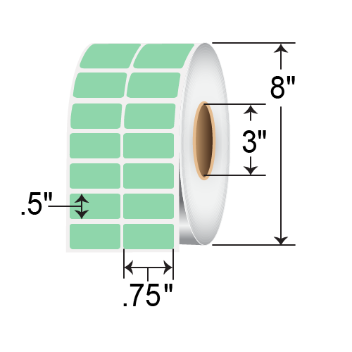 BarcodeFactory 0.75x0.5 Polyester TT Label [Green, Non-Perforated] BAR-.75X.5-SYN-GRN