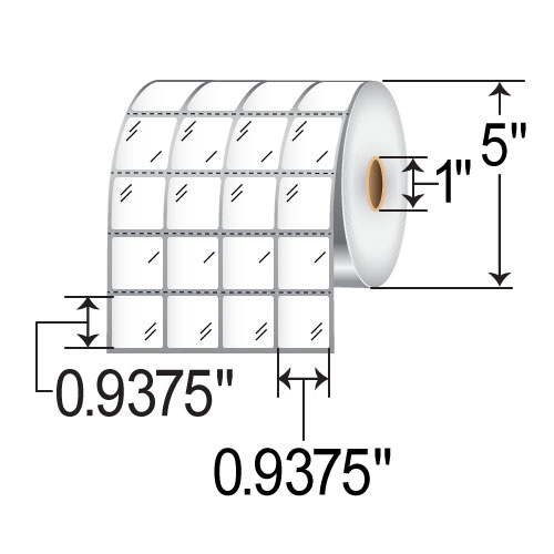 Zebra 8000T 0.9375x0.9375 Polyester TT Label [4up, Perforated] 10034220