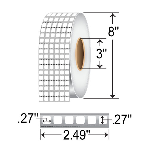 Zebra Z-Ultimate 2000T 0.27x0.27 Polyester TT Label [6up, Perforated] 10022952