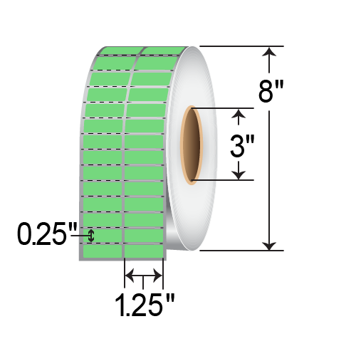 Zebra Z-Supreme 4000T 1.25x0.25 Polyimide TT Label [2up, Perforated, Green] 10023319