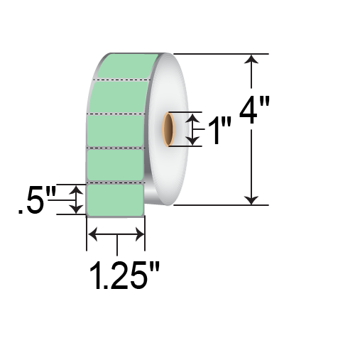 Barcodefactory 1.25x0.5 Polyester TT Label [Perforated, Green] BAR-1.25X.50GR