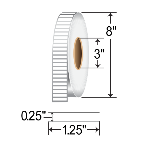 Zebra 3000T 1.25x0.25 Polyimide TT Label [Perforated] 10023306