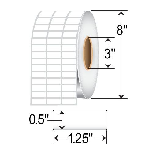 RT-125-05-30000-3UP-EA - BarcodeFactory 1.25x0.5 TT Labels