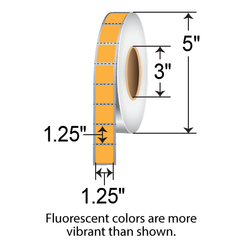 Barcodefactory 1.25x1.25  TT Label [Perforated, Fluorescent Orange] 1.25X1.25TT-FORN