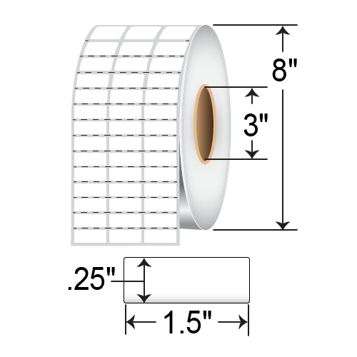 Zebra Z-Ultimate 2000T 1.5x0.25 Polyester TT Label [3up, Perforated] 10011979