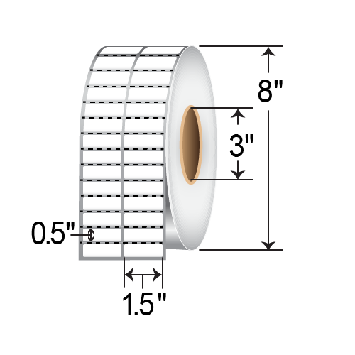 Zebra Z-Supreme 2100T 1.5x0.5 Polyimide TT Label [2up, Perforated] ZIPZST10044166