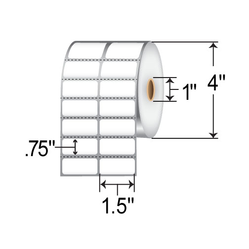 Barcodefactory 1.5x0.75  DT Label [Premium Top Coated, 2up, Perforated] RD-15-075-3500-1