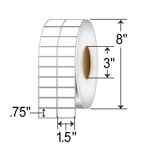 Zebra 8000T 1.5x0.75 Polyester TT Label [Tamper-Evident, 2up, Perforated, Silver] 10022919