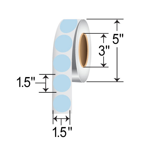 BarcodeFactory 1.5" Circles - Floodcoated TT Labels [Blue, Non-Perforated] IT-15-CIR-BL