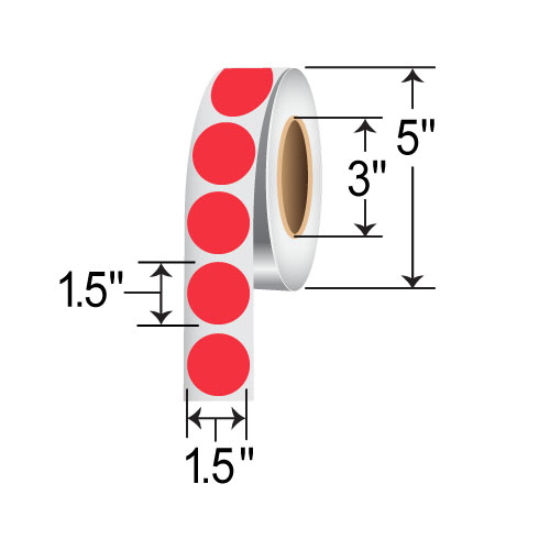 BarcodeFactory 1.5" Circles - Floodcoated TT Labels [Red, Non-Perforated] IT-15-CIR-RD