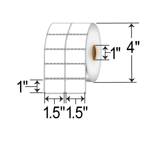 Barcodefactory 1.5x1  DT Label [Premium Top Coated, 2up, Perforated] RD-15-1-2750-1