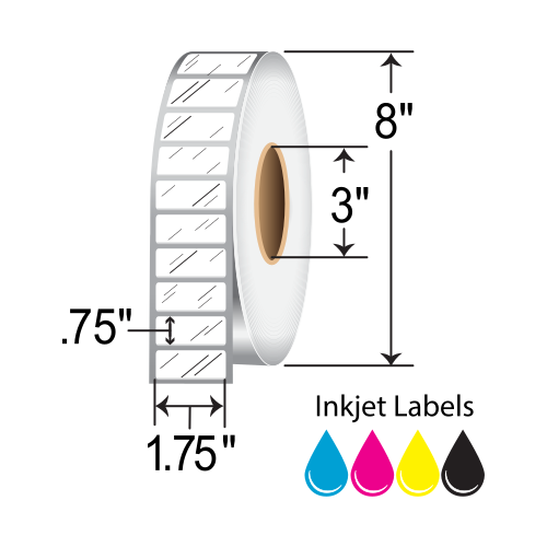BarcodeFactory 1.75x0.75 Gloss Poly Inkjet Label [Non-Perforated] IGP-175-075-7250-3NP