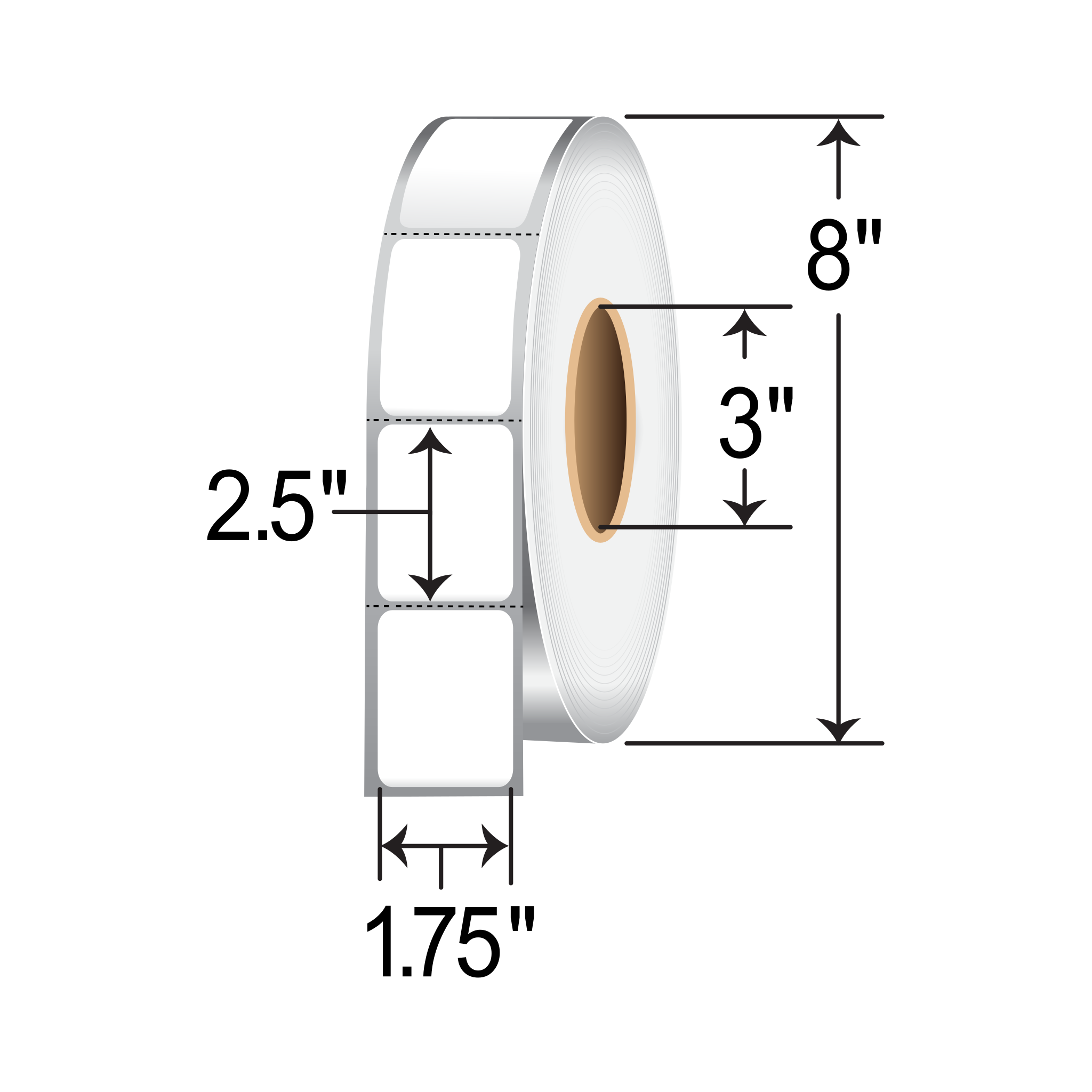Barcodefactory 1.75x2.5  TT Label [Perforated] RT-175-25-2500-3