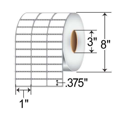 Zebra Z-Ultimate 2000T 1x0.375 Polyester TT Label [3up, Perforated] 10011976