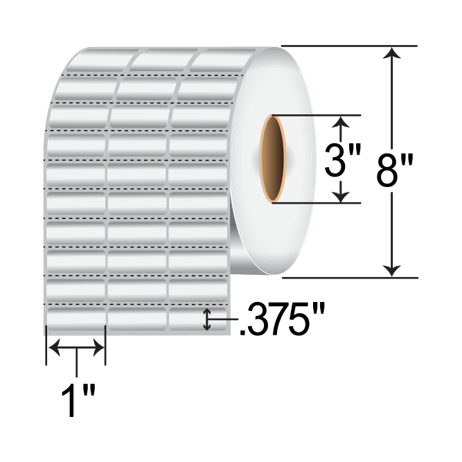 Zebra Z-Ultimate 4000T 1x0.375 Polyester TT Label [Ultra Aggressive, 3up, Perforated, Silver] 10021222