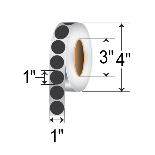 BarcodeFactory 1" Circles - Floodcoated TT [Black, Non-Perforated] IT-1-CIR-BLK