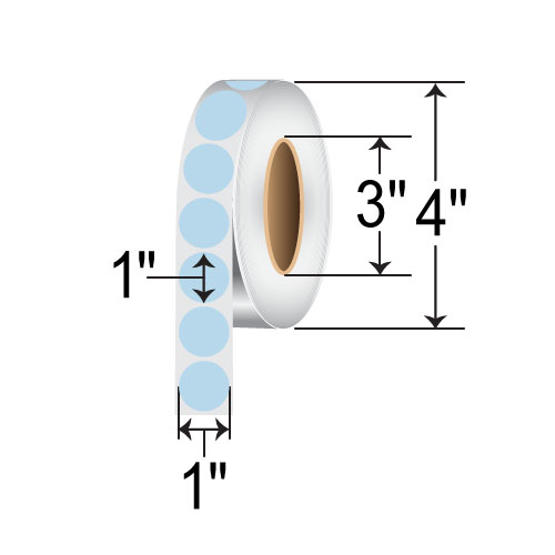 BarcodeFactory 1" Circles - Floodcoated TT - [Blue, Non-Perforated] IT-1-CIR-BL