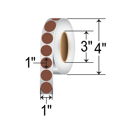 BarcodeFactory 1" Circles - Floodcoated TT - [Brown, Non-Perforated] IT-1-CIR-BR