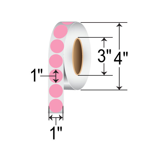 BarcodeFactory 1" Circles - Floodcoated TT Label - [Pink, Non-Perforated] IT-1-CIR-PK