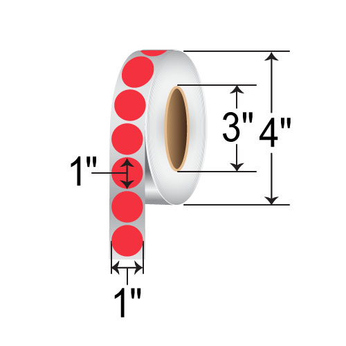 BarcodeFactory 1" Circles - Floodcoated TT Labels [Red, Non-Perforated] IT-1-CIR-RD