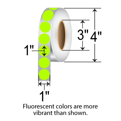 BarcodeFactory 1" Circles - TT Label - [Fluorescent Chartreuse, Non-Perforated] FL-1-CIR-CH