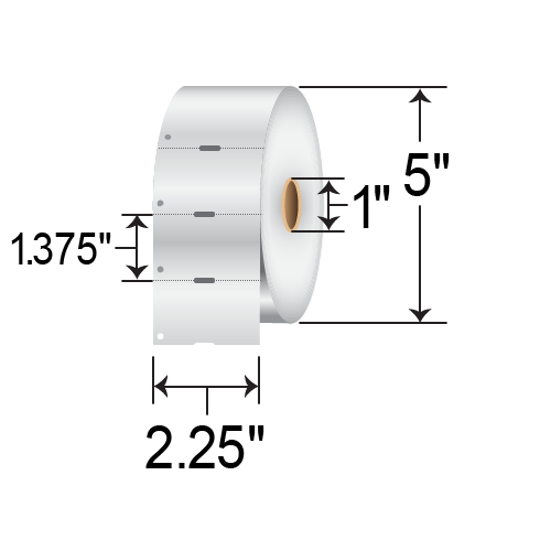 Thermamark 2.25x1.375 DT Tag [Perforated, Notched, Punch Hole] DTT22131P5-CASE