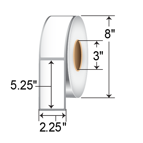 Barcodefactory 2.25x5.25 Matte Poly Inkjet Labels [Non-Perforated] ISP-225-525-850-3NP