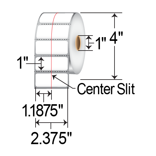 Barcodefactory 2.375 x 1 DT Label w/ Vertical Face Slit BAR-800999-011P