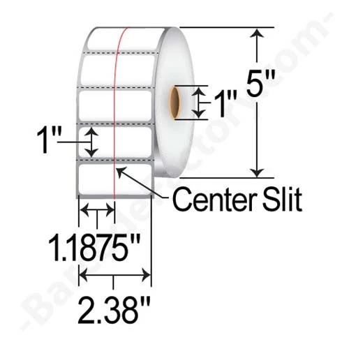 Barcodefactory 2.375x1  DT Label [2up, Perforated, Slit] 10010052-B-CASE