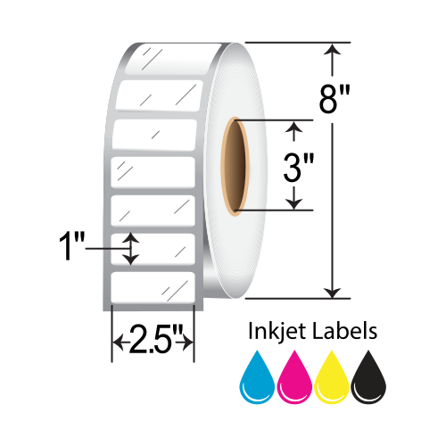 BarcodeFactory 2.5x1 Gloss Poly Inkjet Label [Non-Perforated] IGP-25-1-5250-3NP
