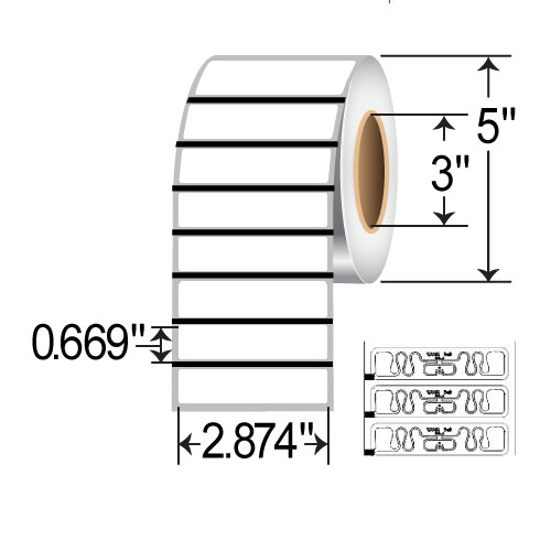Zebra 2.874 x 0.669 Thermal Transfer RFID Label 10026630