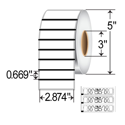 Zebra 2.874 x 0.669 Thermal Transfer RFID Label 10026623