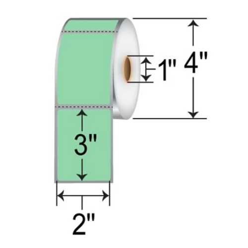 Barcodefactory 2x3  DT Label [Perforated, Green] RD-2-3-500-GR