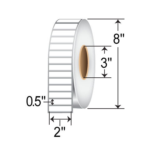 Zebra 8000T 2x0.5 Polyester TT Label [Tamper-Evident, Perforated] 10023258