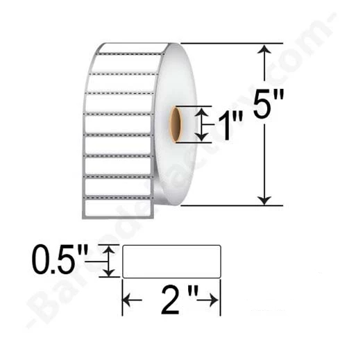 Barcodefactory 2x0.5  DT Label [Removable, Perforated] BAR-2X.5DT-1