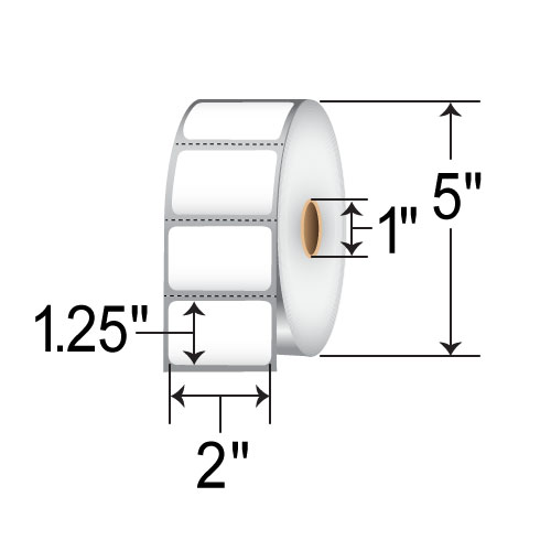 Zebra 8000D 2x1.25  DT Label [Premium Top Coated, Perforated, Cerner Certified] 10025358