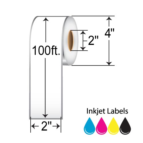 BCF 2" x 100' Continuous Inkjet Paper Label RIJG-2-100-1-2