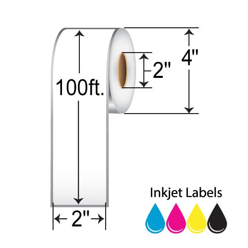 BarcodeFactory 2" x 100' Continuous Inkjet Matte Label [Non-Perforated] RIJS-2-100-1-2