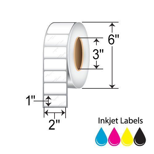 BarcodeFactory 2 x 1 High-Gloss Inkjet Roll Labels 074447-200100